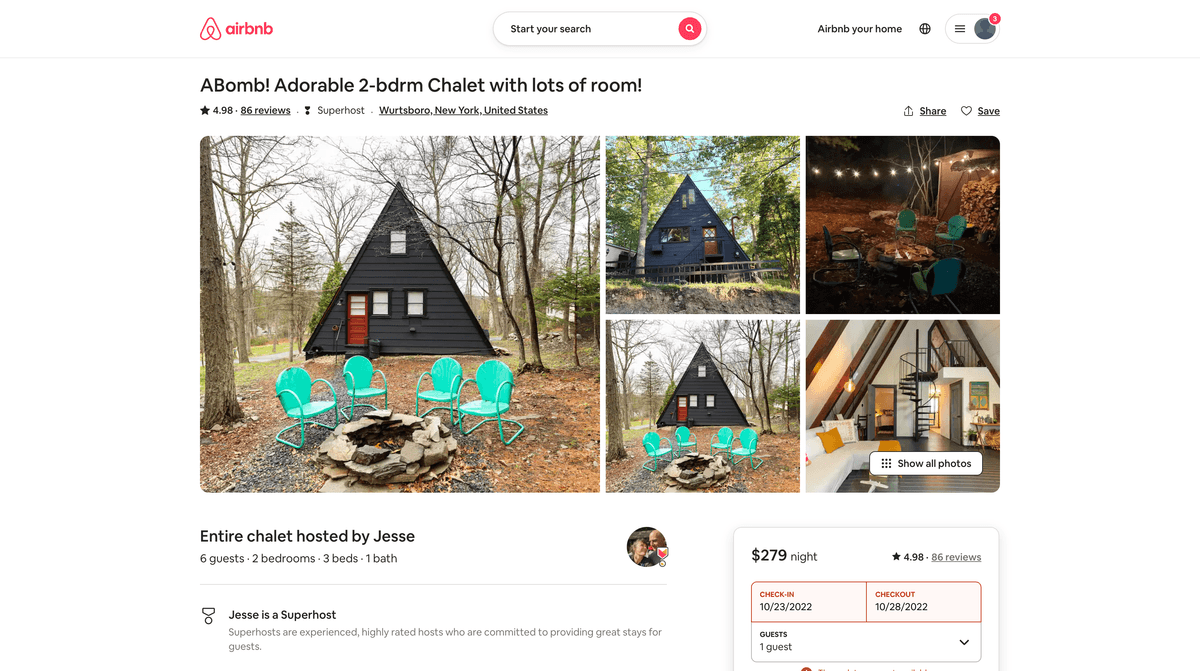 AirBnB home page